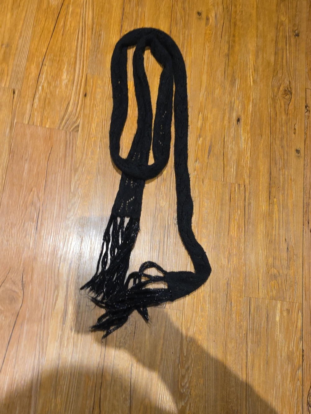 GAP Black Fringe Knit Scarf